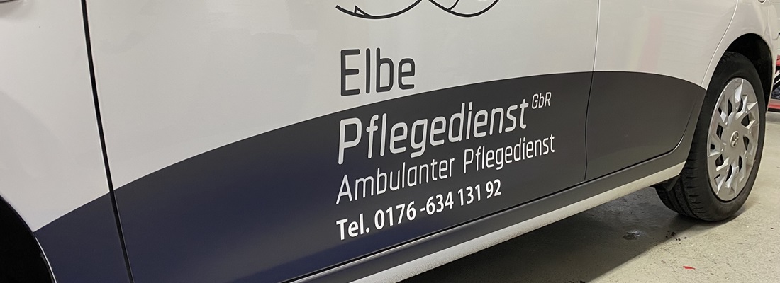 Fahrzeugbeschriftung für Elbe Pflegedienst Hamburg – professionelle Beschriftung durch Folien Fischer Bergedorf