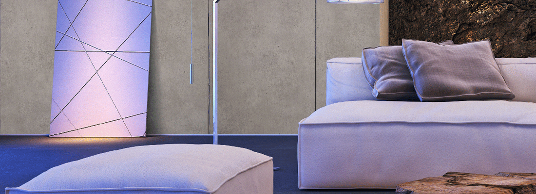 Modernes Wohnzimmer mit LED-Lichtdesign – stilvolle Wandbeleuchtung mit Farbfilterfolien von Folien Fischer Hamburg