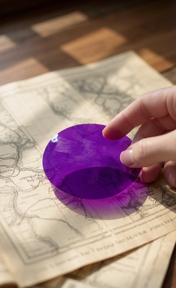 Violette LED Lichtfolie auf transparentem Untergrund für kreative Beleuchtung